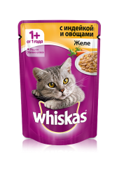 Whiskas для кошек желе с индейкой и овощами 85 гр.